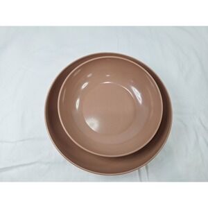 Miramar VTG Melamine Pasta Bowl Set  Dusty Rose Pink Serving & Individual Bowl